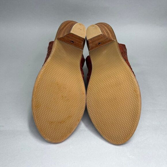 Trask Parker Sandals Women's Size 7 Rust Slingback Perforated Leather Heels - Picture 10 of 11